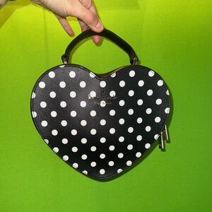 Kate Spade Heart-Shaped Black and White Polka Dot Clutch